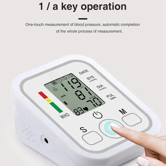 Digital Blood Pressure Monitor White ABS Portable with Voice Function