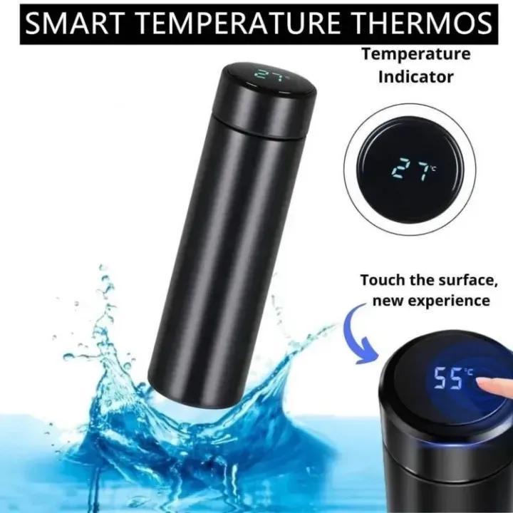 Insulated Water Bottle Black Stainless Steel 58°C Display