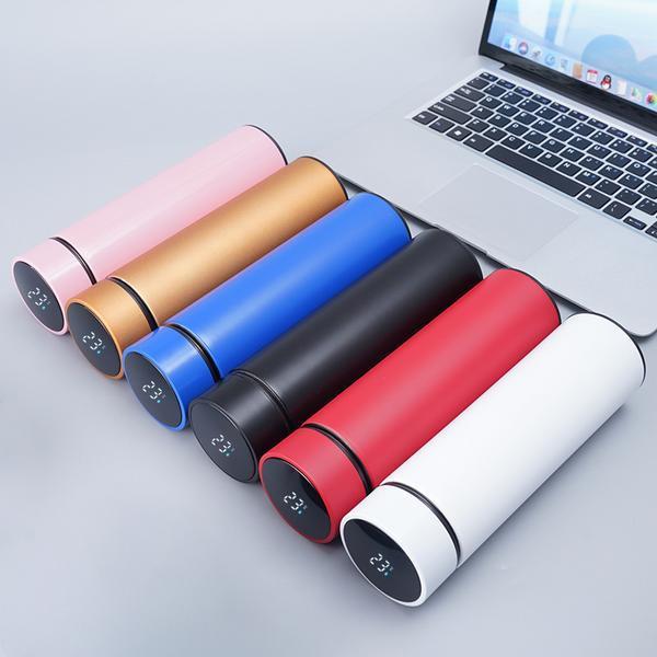 Insulated Water Bottle Black Stainless Steel 58°C Display