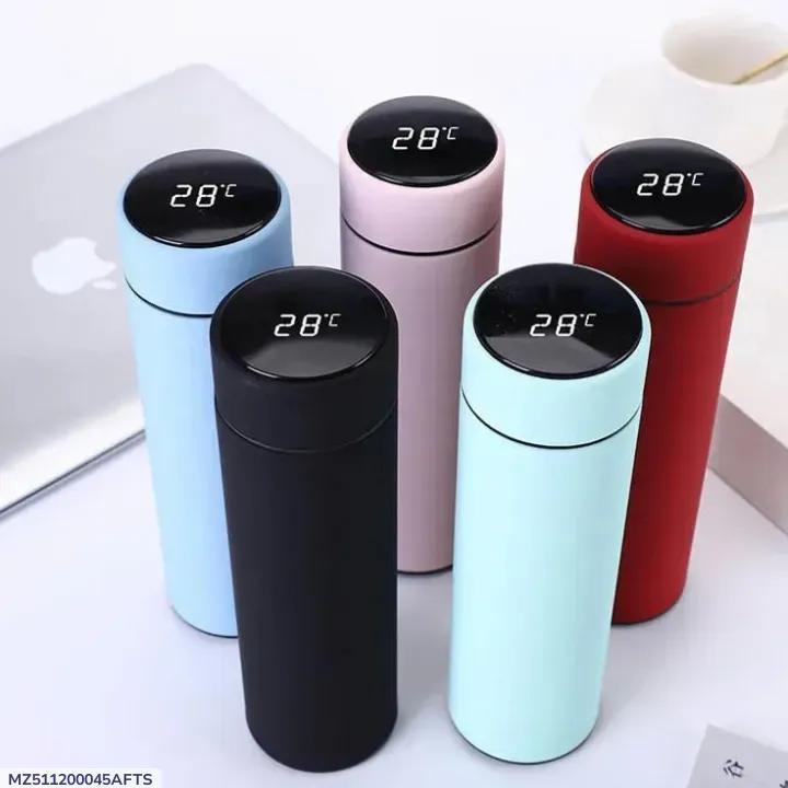 Insulated Water Bottle Black Stainless Steel 58°C Display