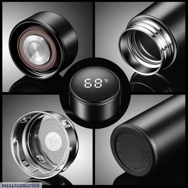 Insulated Water Bottle Black Stainless Steel 58°C Display