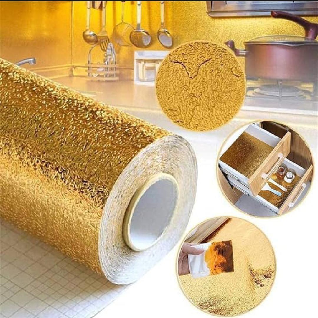 Golden Vinyl Wall Sticker for Kitchen Bathroom Waterproof