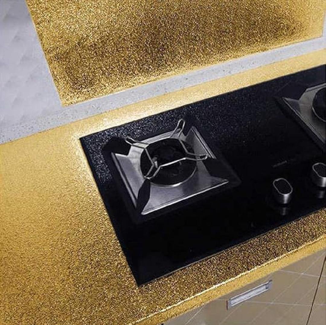 Golden Vinyl Wall Sticker for Kitchen Bathroom Waterproof