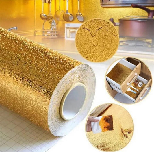 Golden Vinyl Wall Sticker for Kitchen Bathroom Waterproof