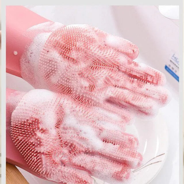 Silicone Dish Washing Gloves Multicolor Heat Resistant
