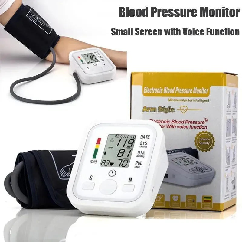 Digital Blood Pressure Monitor White ABS Portable with Voice Function