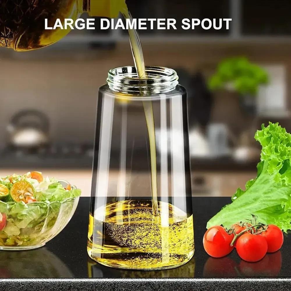 Glass Oil Bottle White Green Leak Proof Handle
