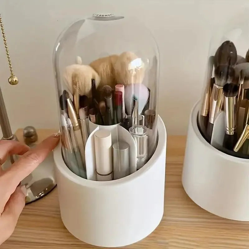 360° Rotating Makeup Brush Organizer Acrylic White
